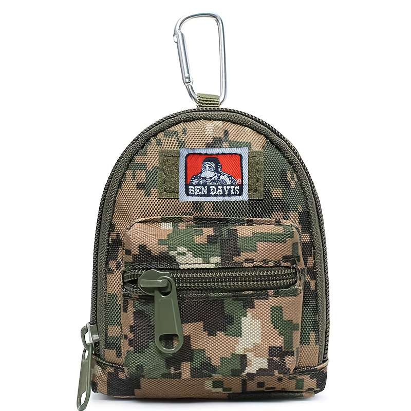 Black Nylon Mini Backpack Key Bag Unisex Compact Wallet Earphone Pouch With Multiple Zipper