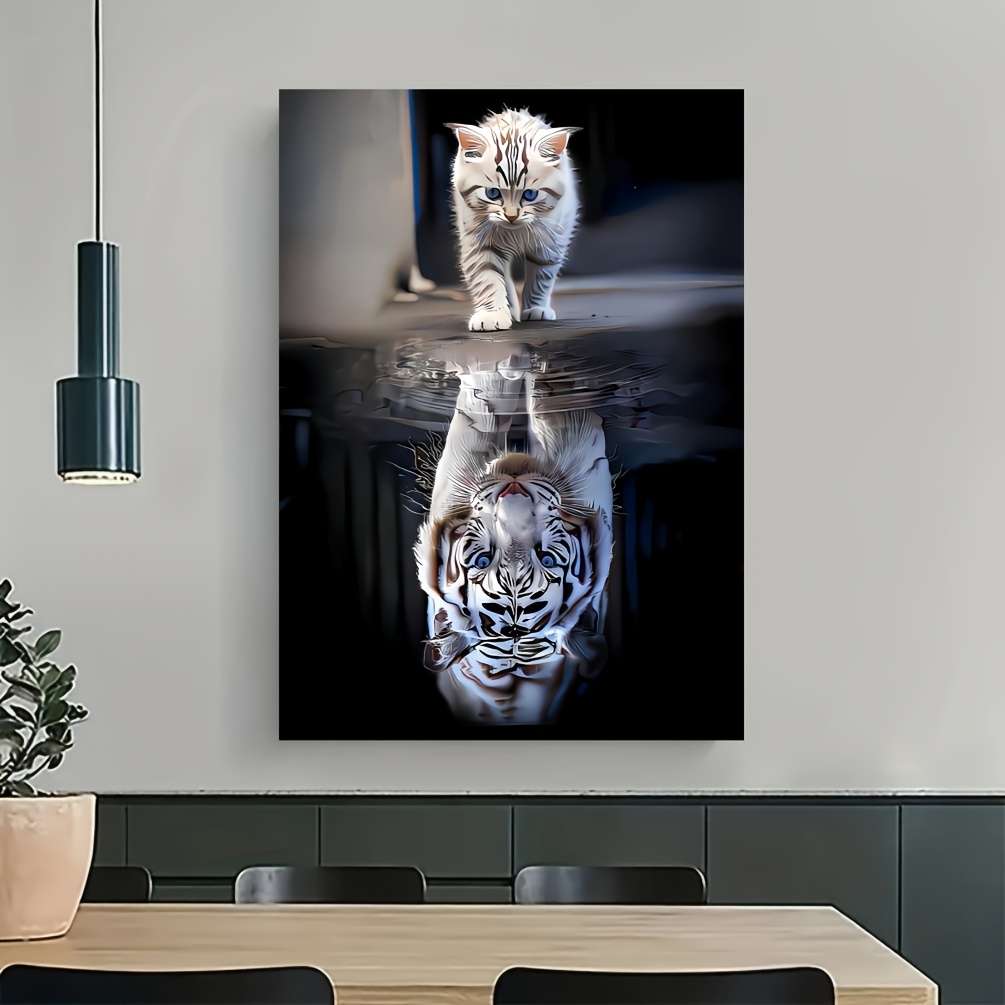 1000pcs Tiger Kitten Jigsaw Puzzle Challenging DIY Brain Teaser with Reflective A