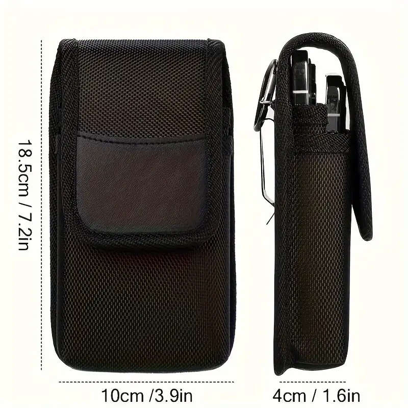 Men's Dual-Pocket Faux Leather Phone Holster with Belt Loop Durable Lightweight Multi-Functional