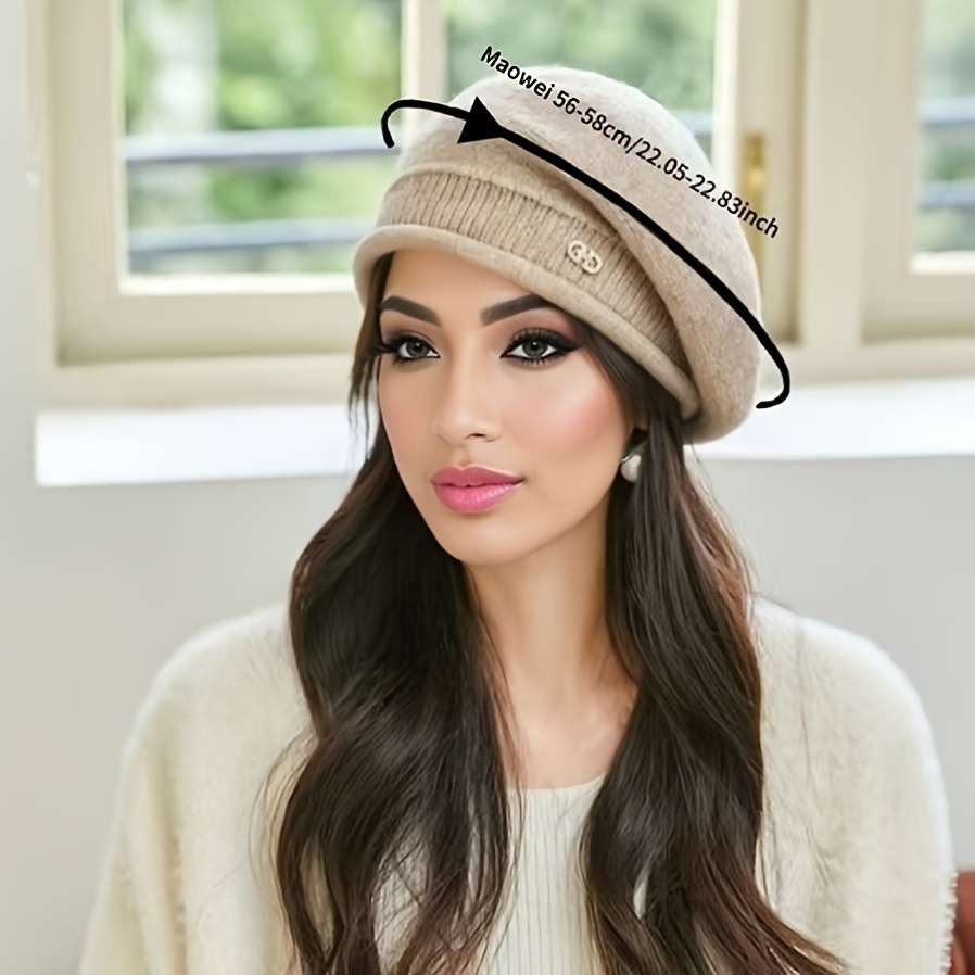 Women's Stretchy Beanie Hat With Pocket Soft And Cozy Acrylic Knit Cap