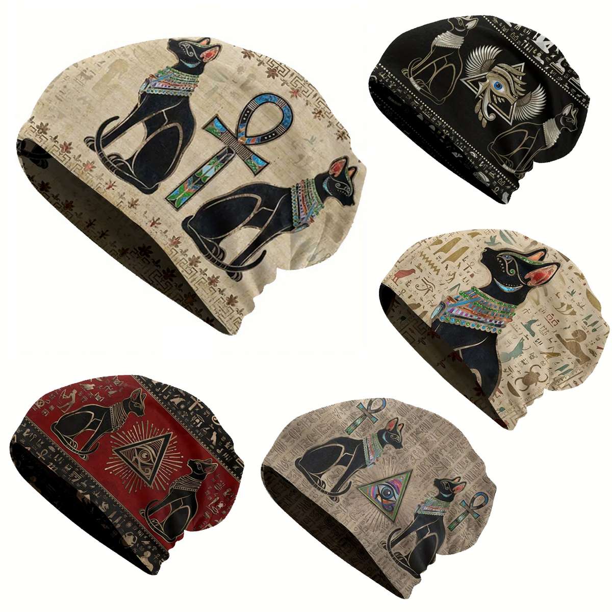 Ancient Egyptian Print Beanie Hip Hop Skull Cap