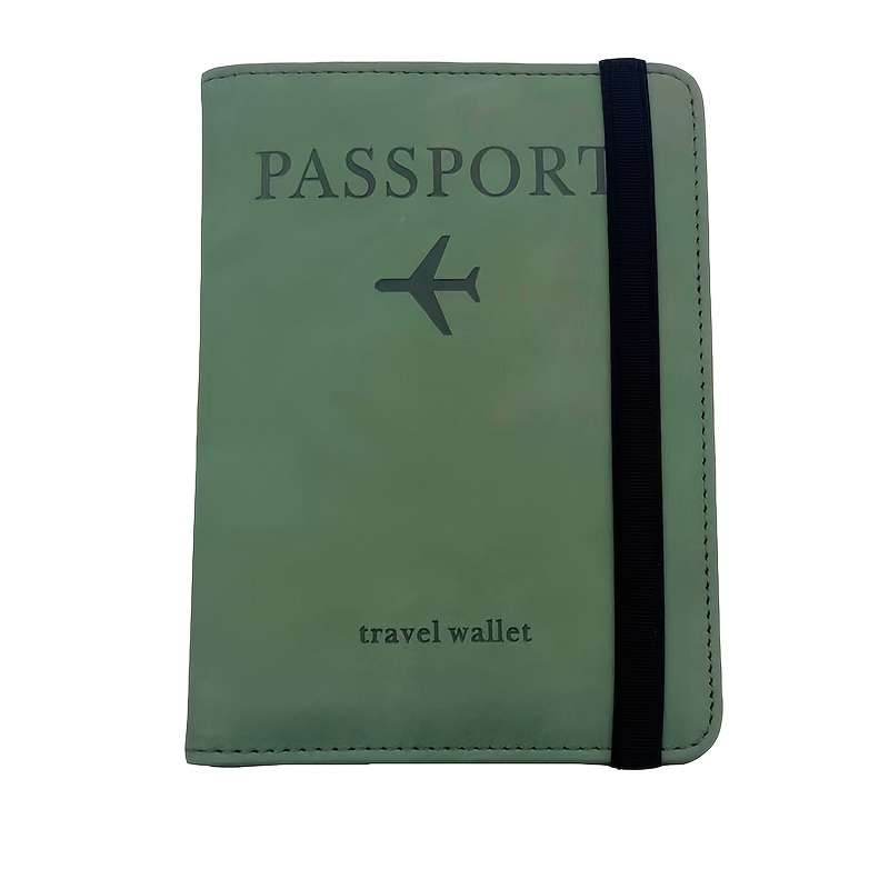 1pc OBCREATOR Faux Leather Travel Passport Holder Wallet Sleek Black Design with Multiple Compart