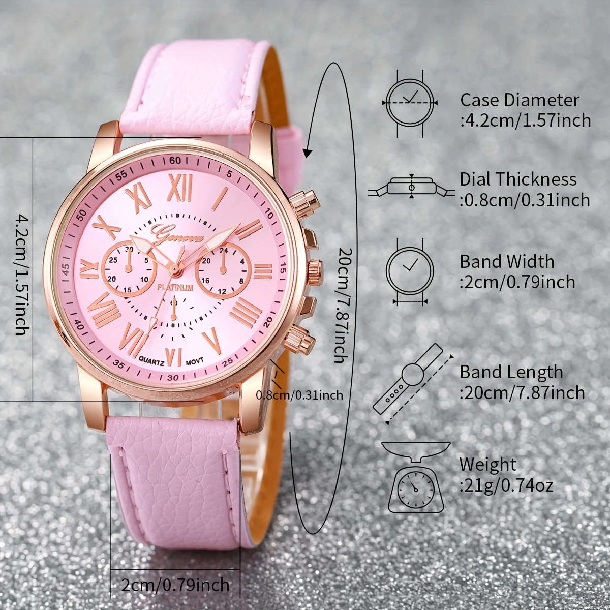 6pcs set Women's Fashion Casual Roman Scale Dial Quartz Watch Bracelet Set Does Not Include Watch Bo