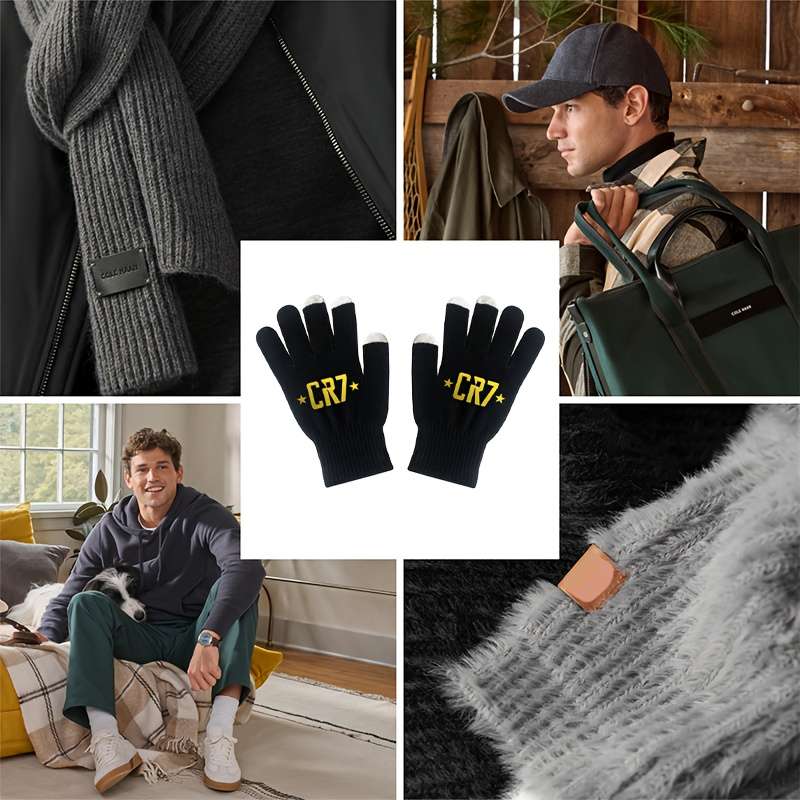 1 Pair Black Lightning Warm Gloves