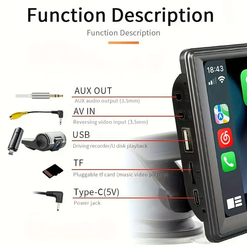 7" Wireless CarPlay Android Auto touch HD screen