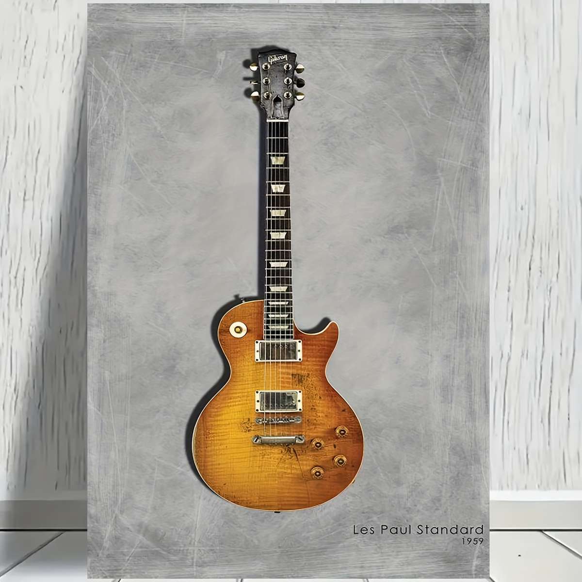 1pc Gibson Les Paul Standard 1959 Frameless Canvas Wall Art 30.48x45.72 cm Vibrant Sunburst Fini
