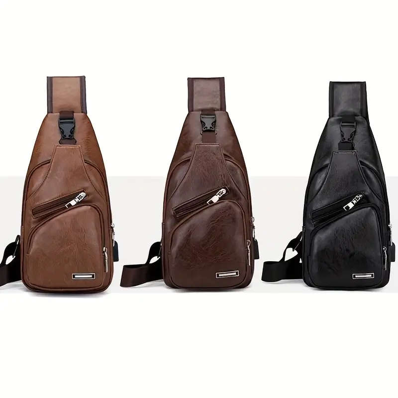 1 PC Men's PU Leather Crossbody Bag