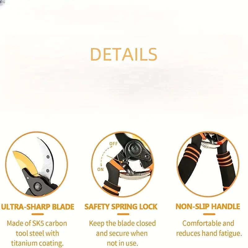 2-Piece 8.5" Professional Titanium Bypass Pruners