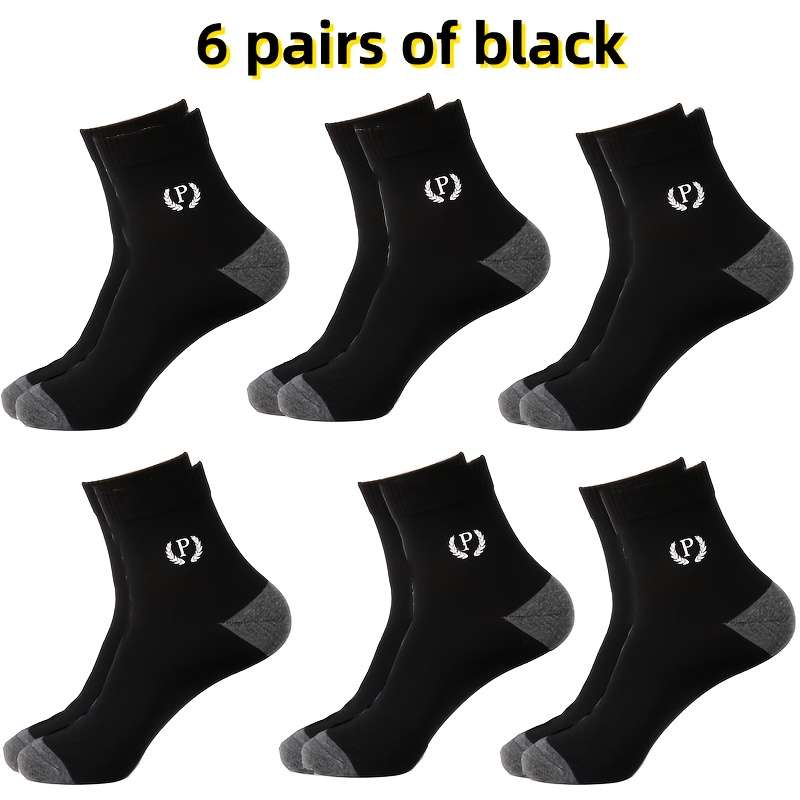 6 Pairs Of Black One Size High Elastic Socks
