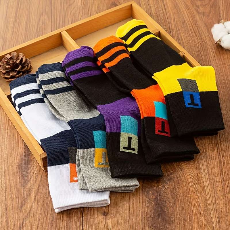 5 Pairs Mixed Colors One Size High Elastic Socks