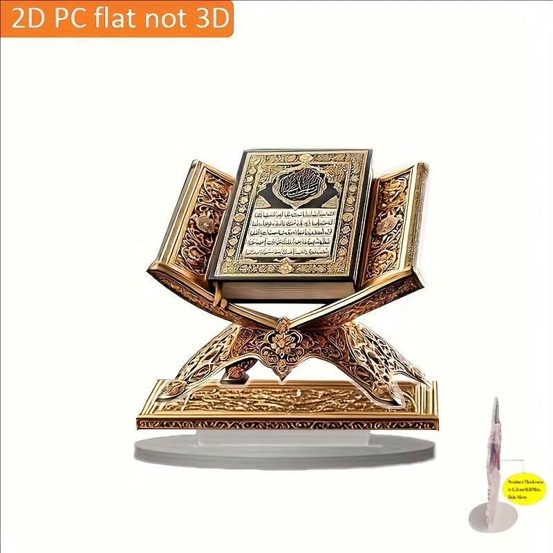 2D Flat Elegant Acrylic Holy Book Holder With Golden Embellishments Bohemian Style De