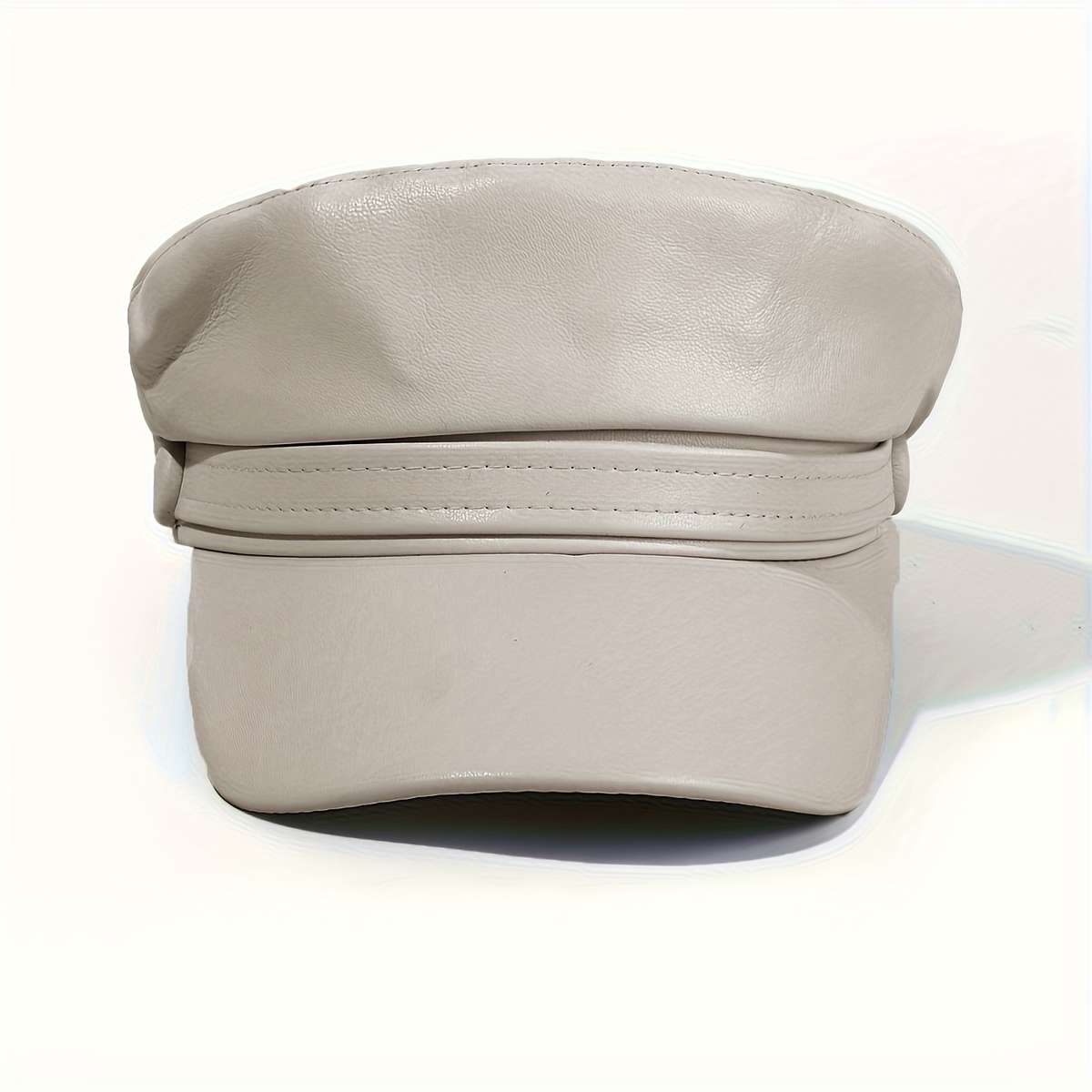 PU Leather Flat Top Beret Hat Adjustable Military Navy Hat British Style Elegant Painter Hat