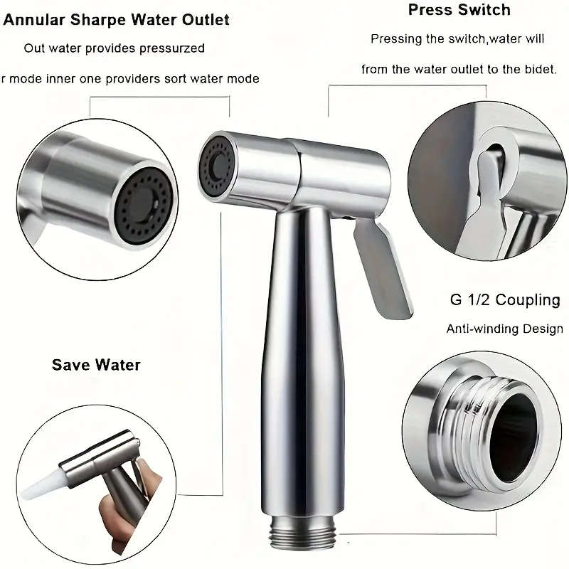 3pcs High-Pressure Stainless Steel Handheld Shower Set