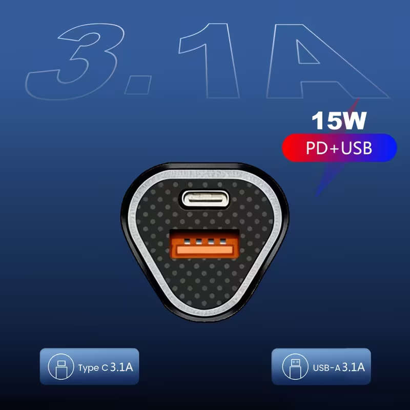 3.1A Fast Charging Dual Port USB Charger Car Cigarette Lighter Adapter