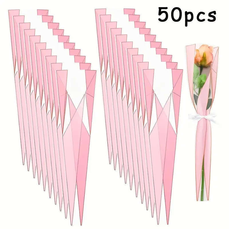 50-Pack Of Floral Plastic Flower Sleeves
