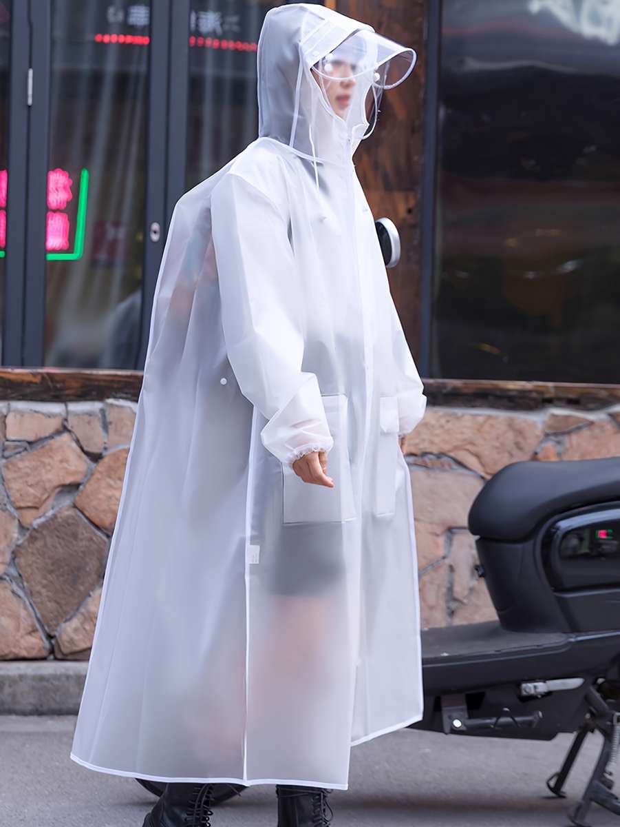 Raincoat Transparent White Edge Size L