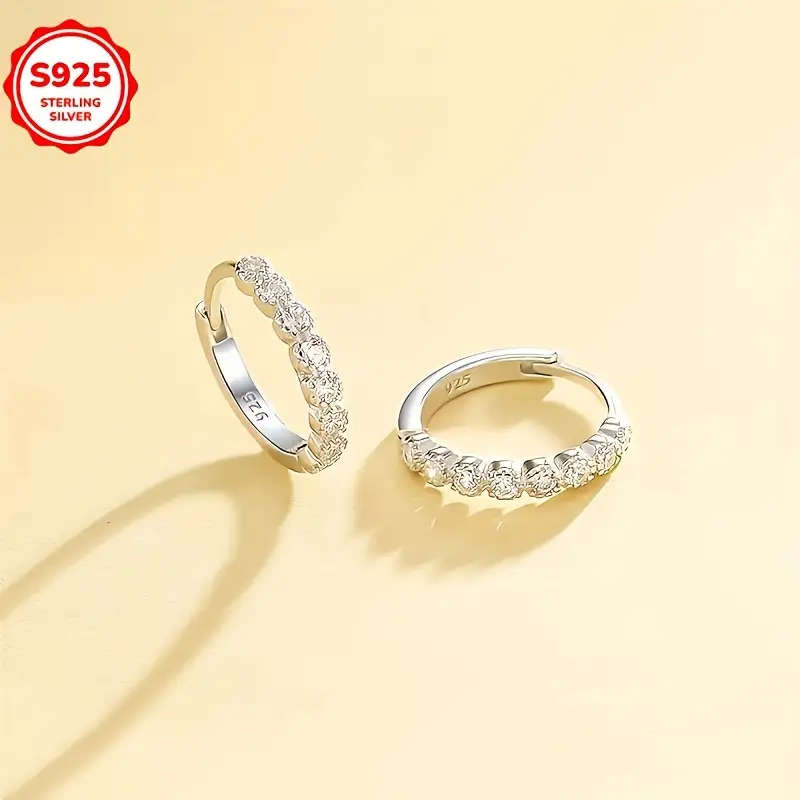 925 Sterling Silver Earrings with Sparkling Synthetic Zirconia Accents