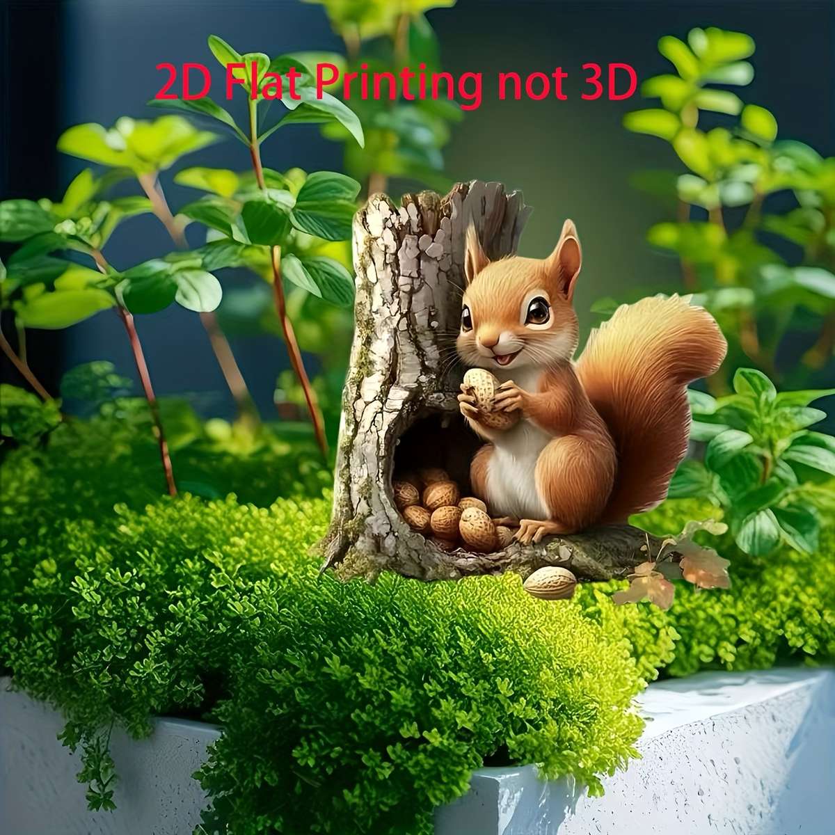 1pc 2D Flat   Cute Squirrel Garden Stake Decoration PET Outdoor Flower Pot and Garden Decorat