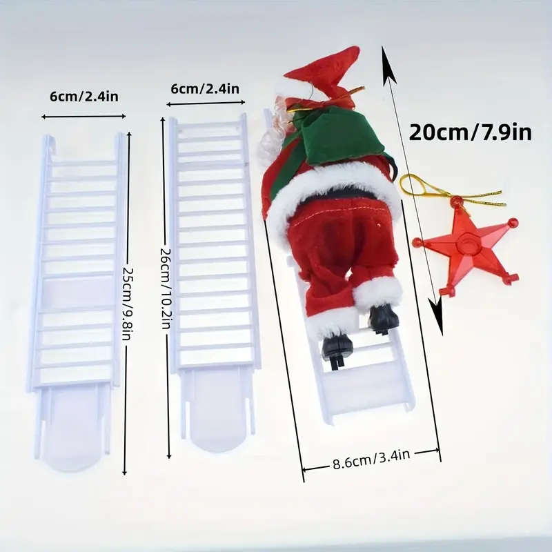Santa Claus Singing and Climbing Ladder Decoration Set