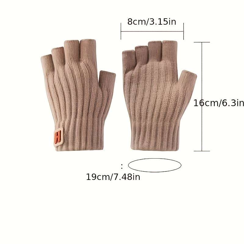 1 Pair Light Grey Warm Touchscreen Fingerless Gloves