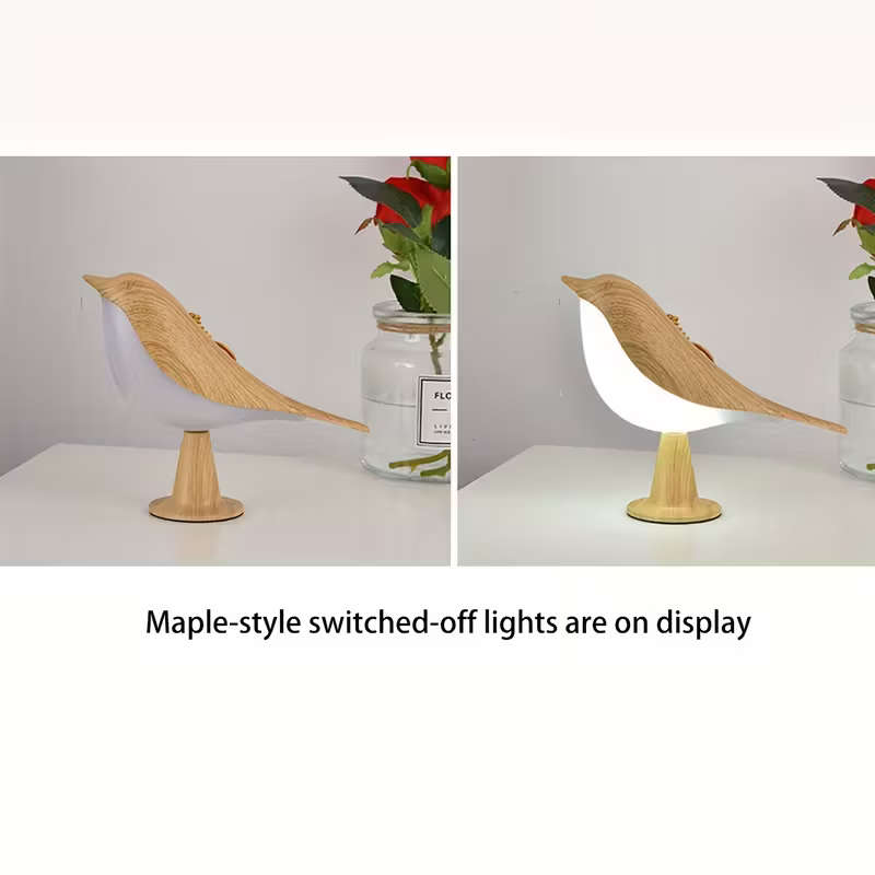 Art Deco Style Bird-Shaped Led Table Lamp mahogany