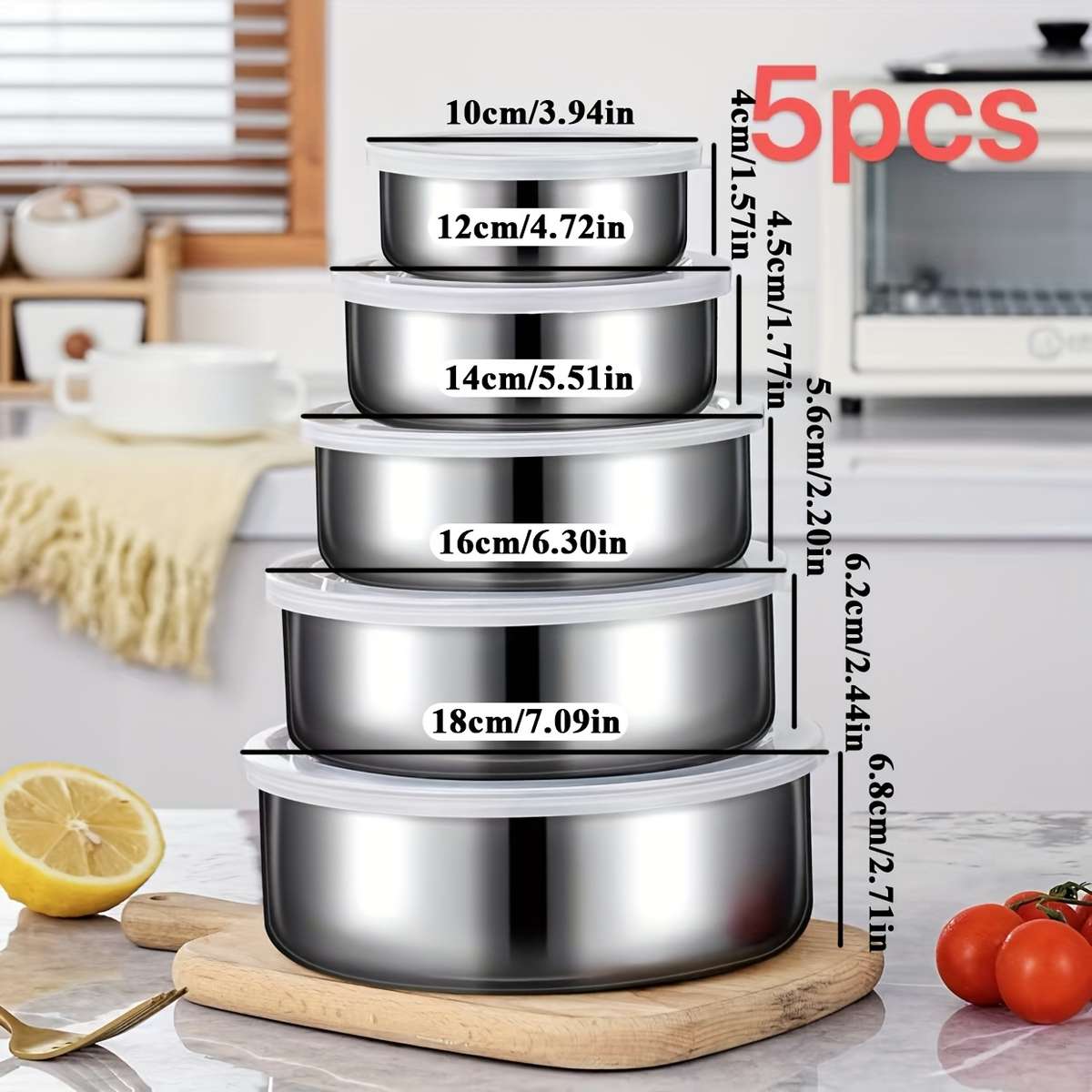 5pcs set of food storage containers with lids suitable for vegetables fruits kitchen supplie