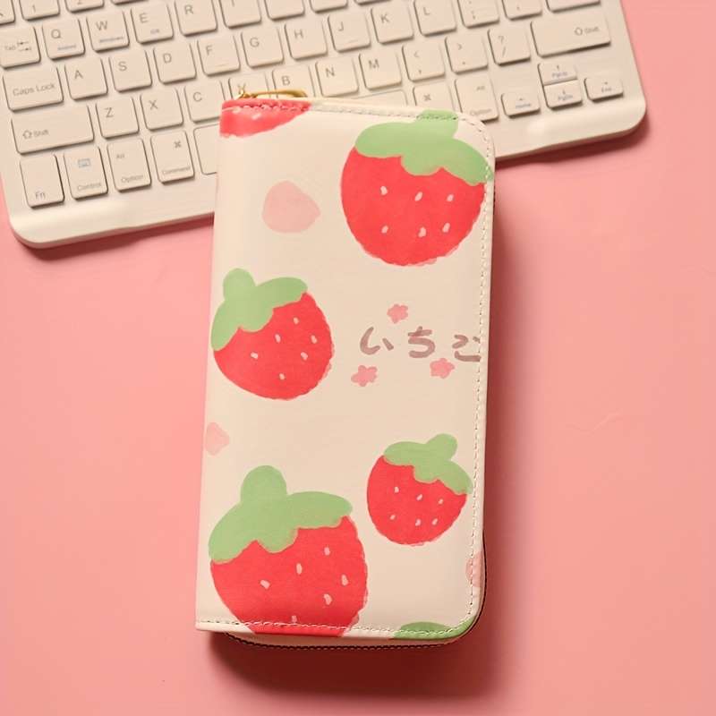 Fruit Pattern Zipper Wallet Large Capacity Multi-Card Slot Lightweight Synthetic Faux Leat
