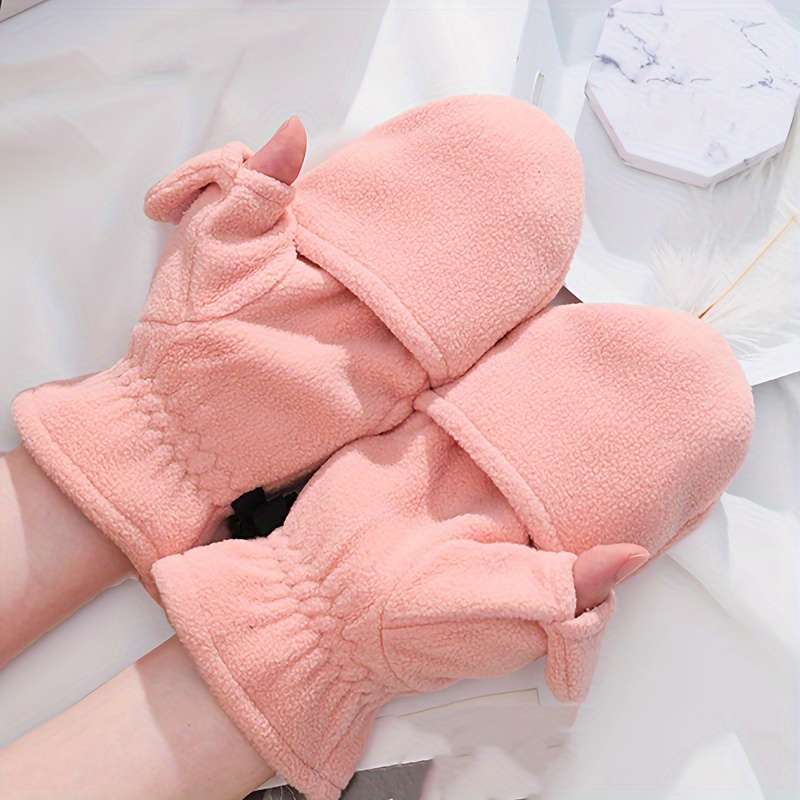 1 Pair Men Gray Warm Gloves