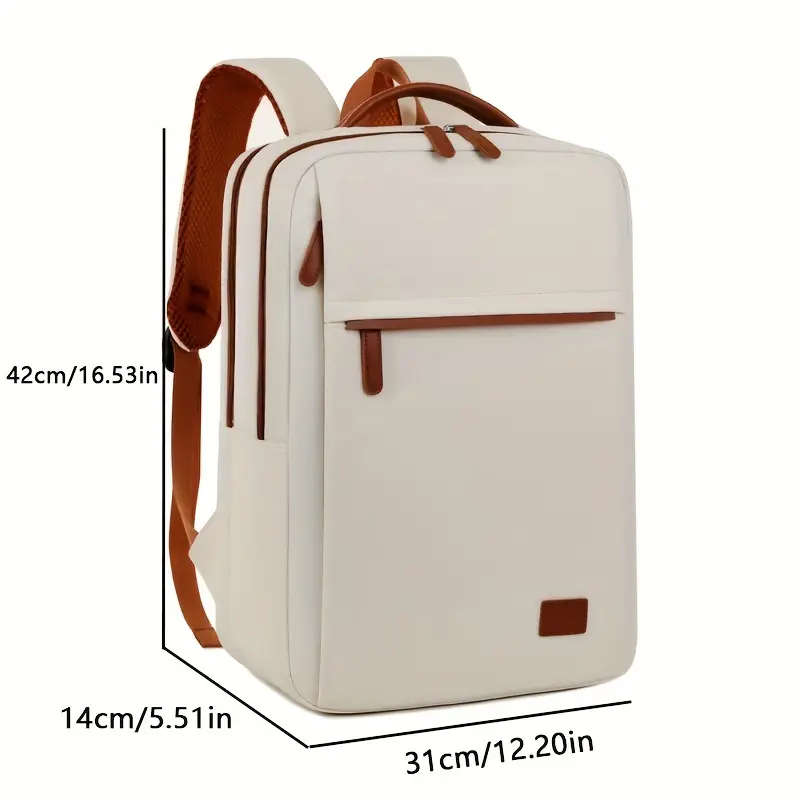 1pc Multi-Layer Business Backpack 20-30L Nylon Computer Bag Solid Color Zip Closure Non-Waterproof B