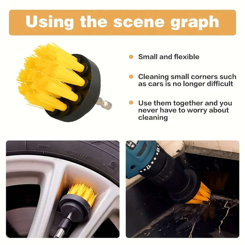 A Drill Brush Head, Yellow Electric Cleaning Brush Replacement Head, Multifunctional Household Brush