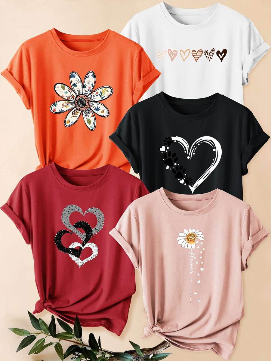 Womens T Shirt Color Orange Red White Black Light Pink Sizexl
