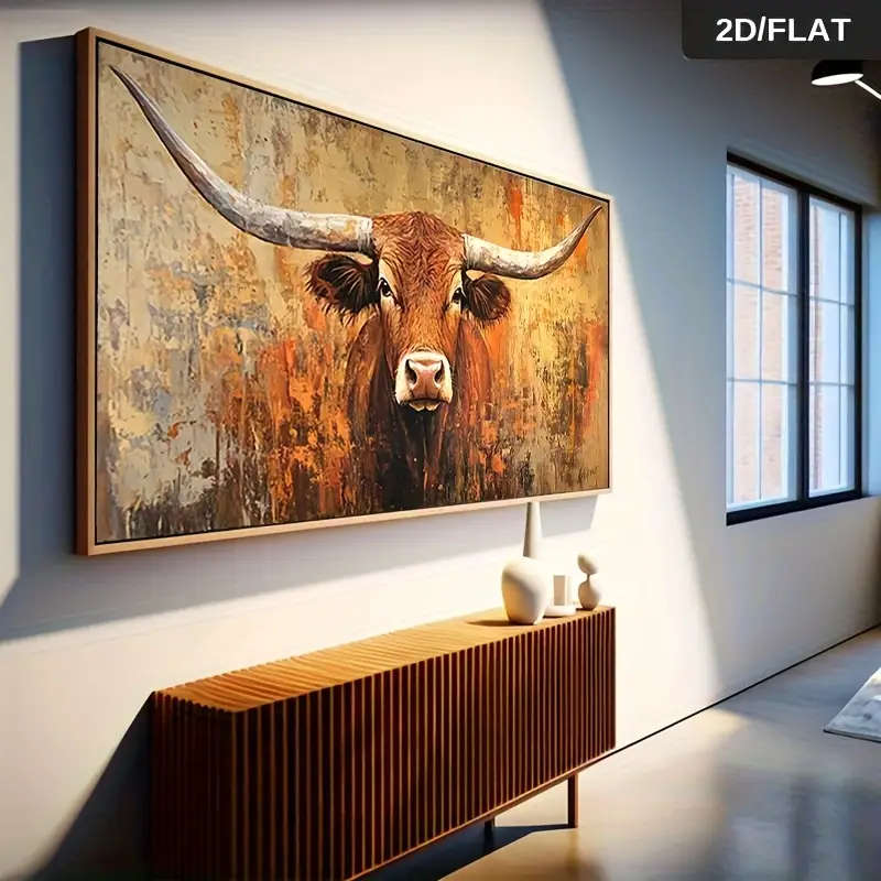 70cm x 140cm Modern Abstract Textured Cattle Wall Art Canvas
