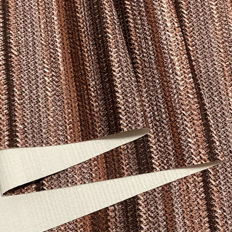1 Piece Of Multicolor Rainbow Striped Woven Faux Leather Khaki