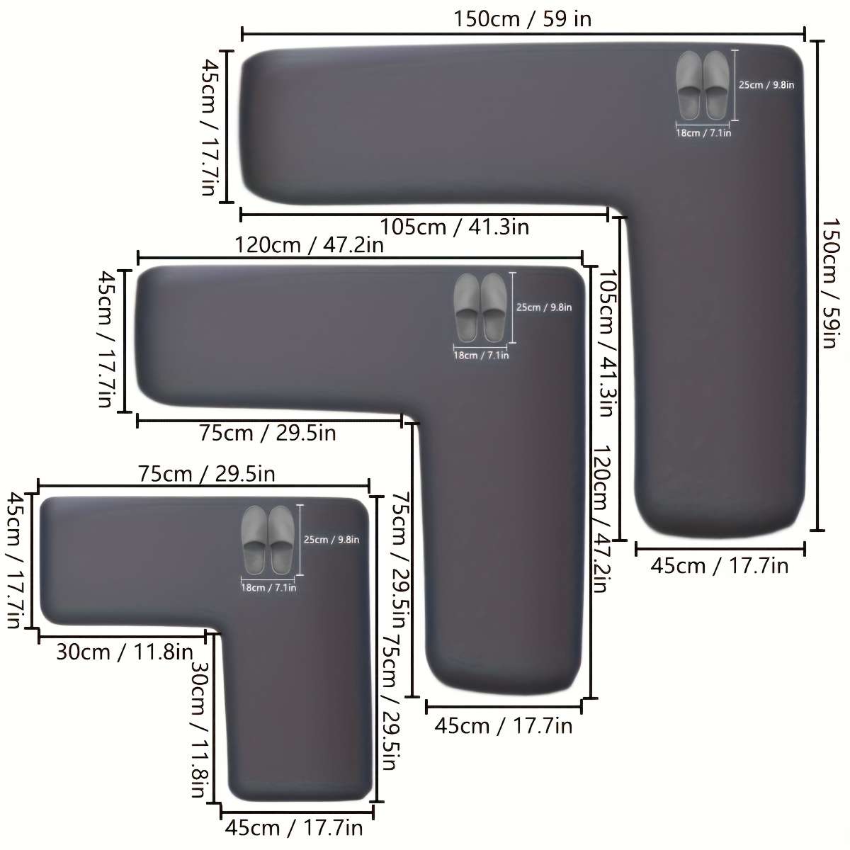 Light Grey 150x150x45 59x59x17.7inch Floor Mat