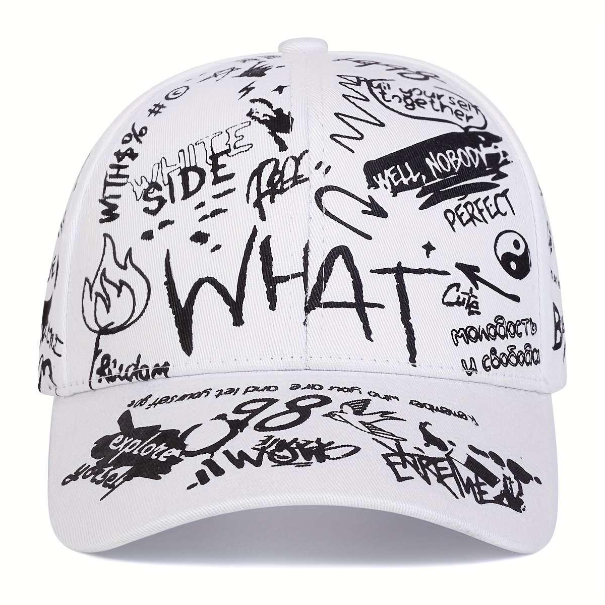 Ladies WHAT Graffiti Baseball Cap Adjustable Sun-Protective and Perfect