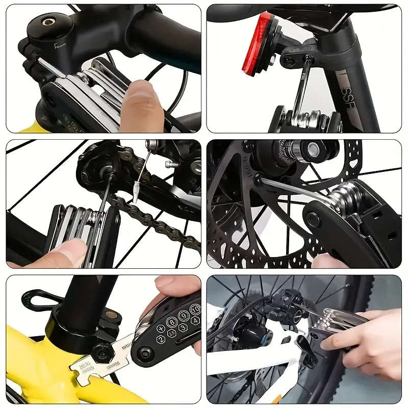 1pc 16in1 Stainless Steel Bike Multitool Portable Multi-Purpose Hex Wrench Pocket-Sized Adjustable B