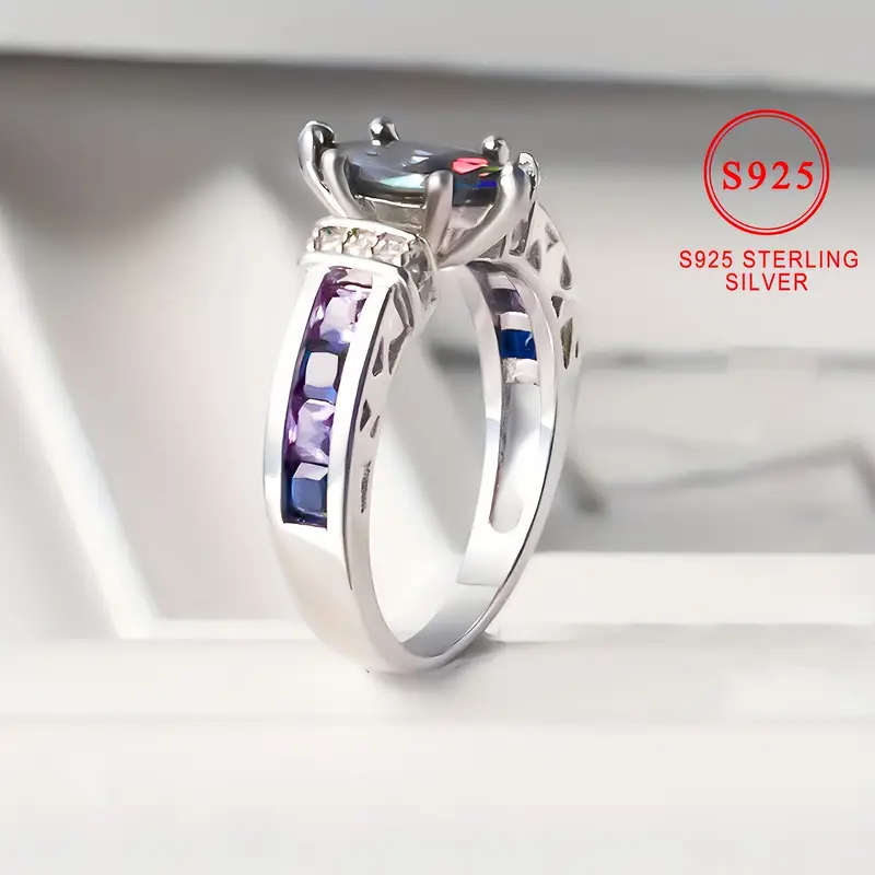 925 Silver Horse-Shaped Colorful Cubic Synthetic Zirconia Ring