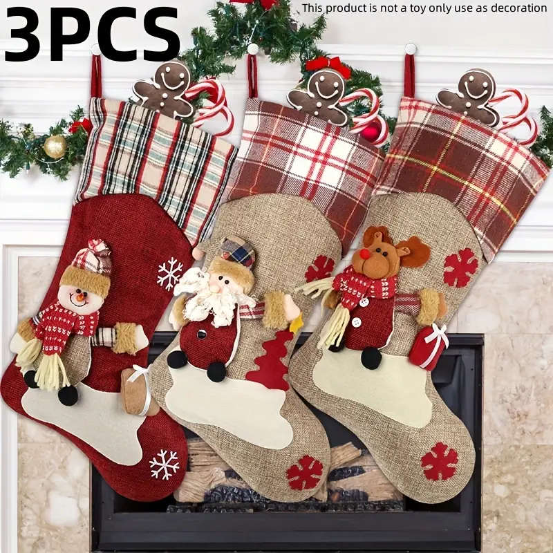 3-Piece Classic Christmas Stocking Set