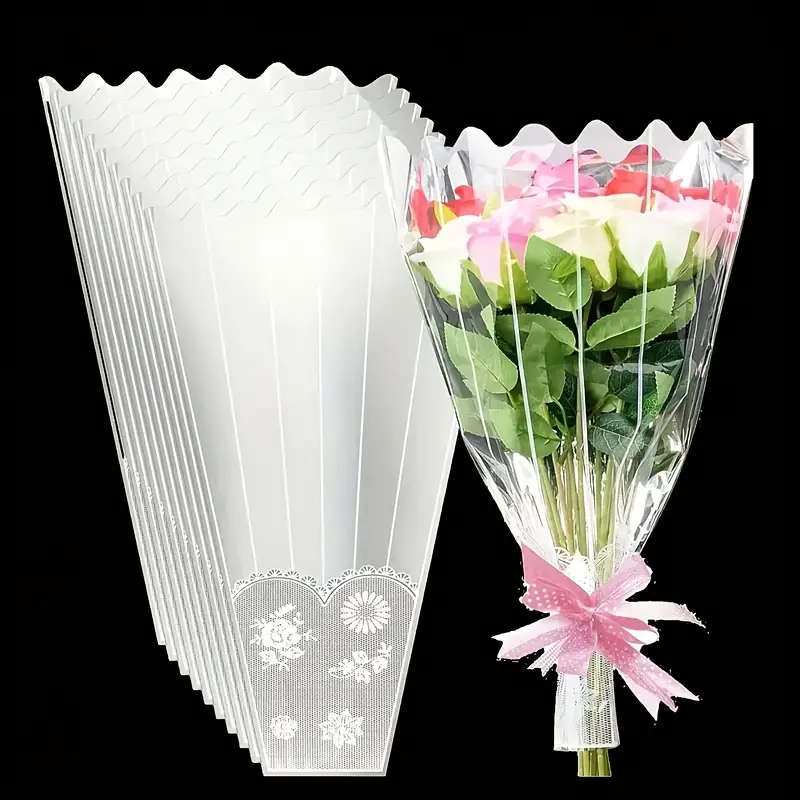 10-Pack Bouquets Wrapped In Clear Cellophane Bag