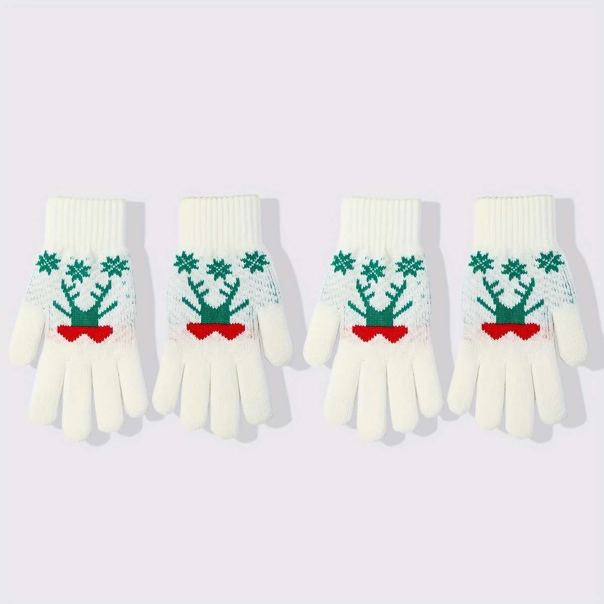 2 Pair Red Gloves One Size Warm Gloves