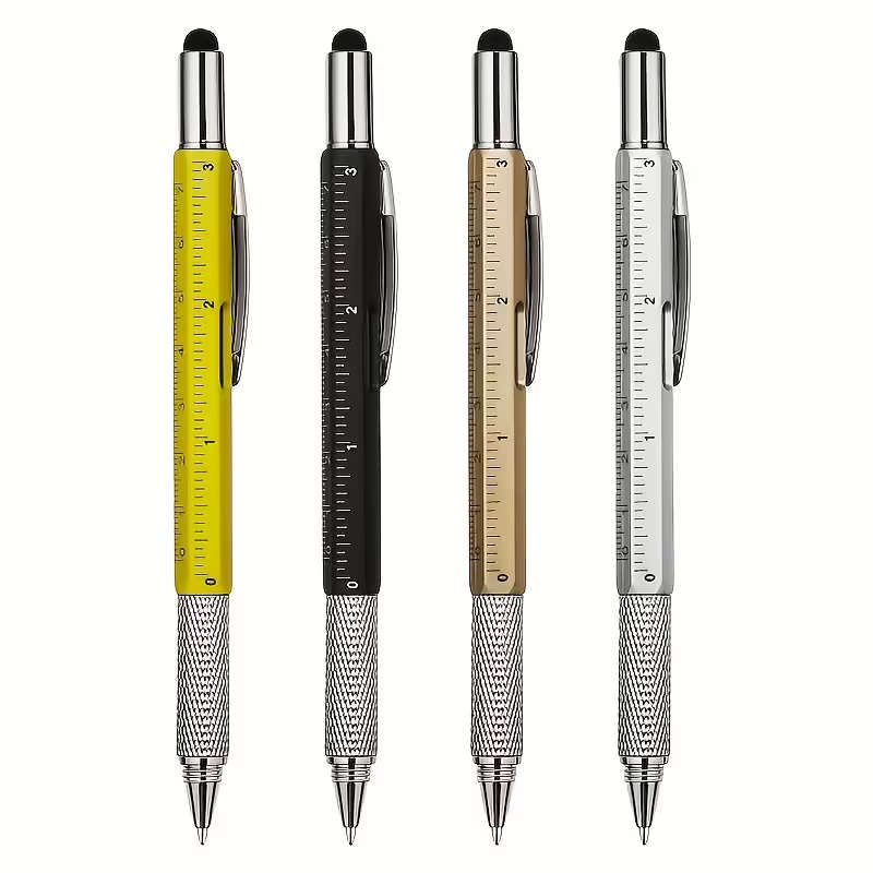 4Pcs Screwdriver Multifunctional Tool Level Stylus Ruler 6 In 1 Pen
