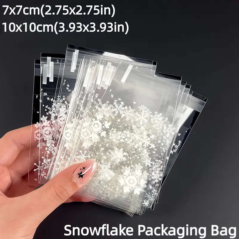 100 Transparent Snowflake Christmas Print Gift Bags