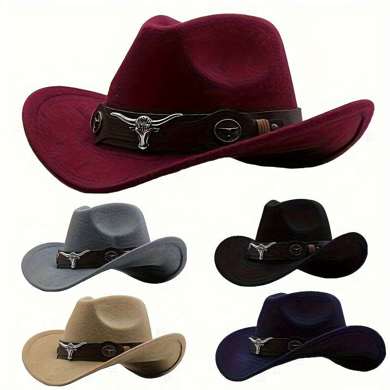 1pc Wide Brim Western Cowboy Hat with Decorative Laces Adjustable Pu Decorative Laces Unisex Retr