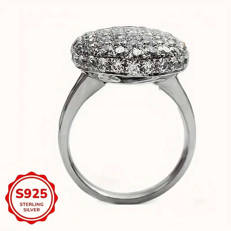 925 Sterling Silver Elegant Round Brilliant Cut Full Set Ring