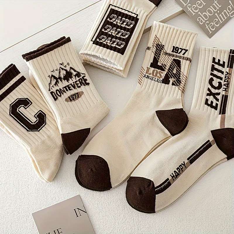 4 Pairs Of Coffee Colored Mid Calf Socks Sock One Size