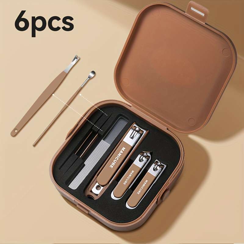 6pcs Set Premium Nail Clippers Convenient And Portable Splash-Proof Nail Clippers Unisex Too