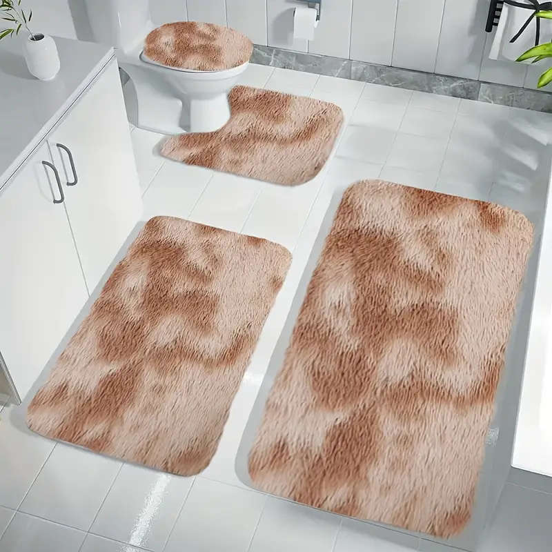 Soft Absorbent Non-slip Thick Polyester Bathroom Mat Set