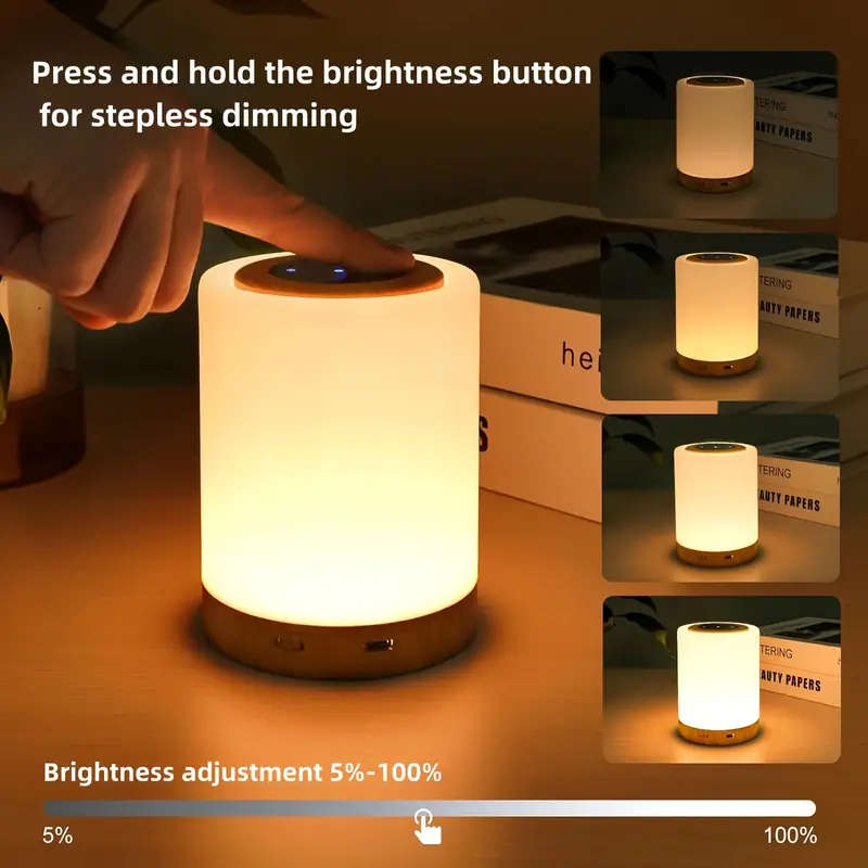 1pc Touch-Controlled LED Bedside Lamp with 12 Colors 3 Modes Adjustable Brightness Timer Function Pe