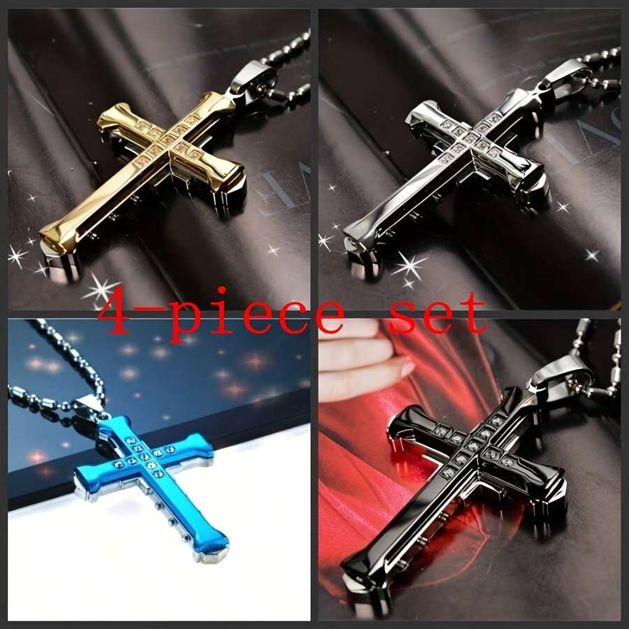 4pcs Golden Black Blue Silvery Jesus Theme Pendant