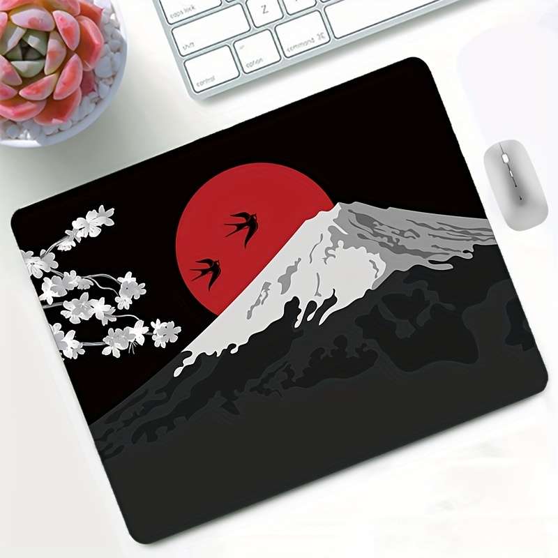 7x8.6In Non-Slip Mouse Pad Japanese Cherry Blossom Sunrise Printed Mouse Pad 7x8.